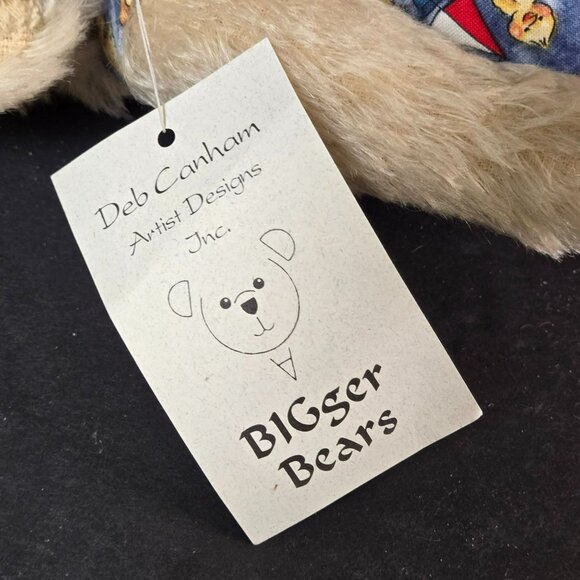 Deb Canham BIGger Bear "Beau" 10" Blonde Mohair Overalls Ducks Boats LE 54/500 - Picture 8 of 11